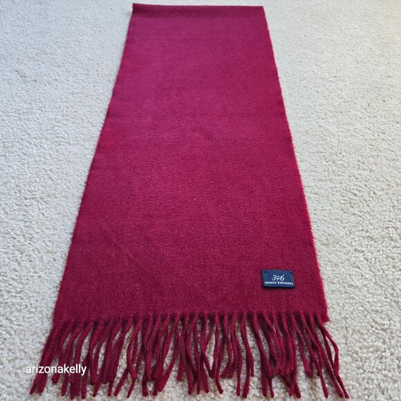 Brooks Brothers 346 Cashmere Burgundy Maroon Scarf Fringe - Picture 3 of 8